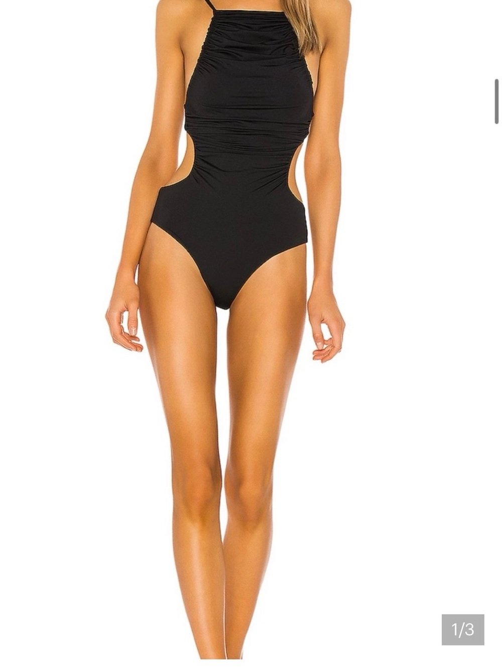 WeWoreWhat Black Cutout One-Piece Swimsuit